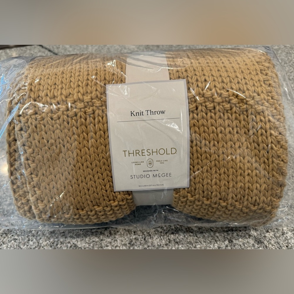 Brown Knitted Throw Threshold with Studio McGee